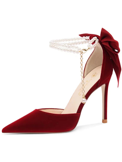 Thin Heel Pearl Butterfly Shoes