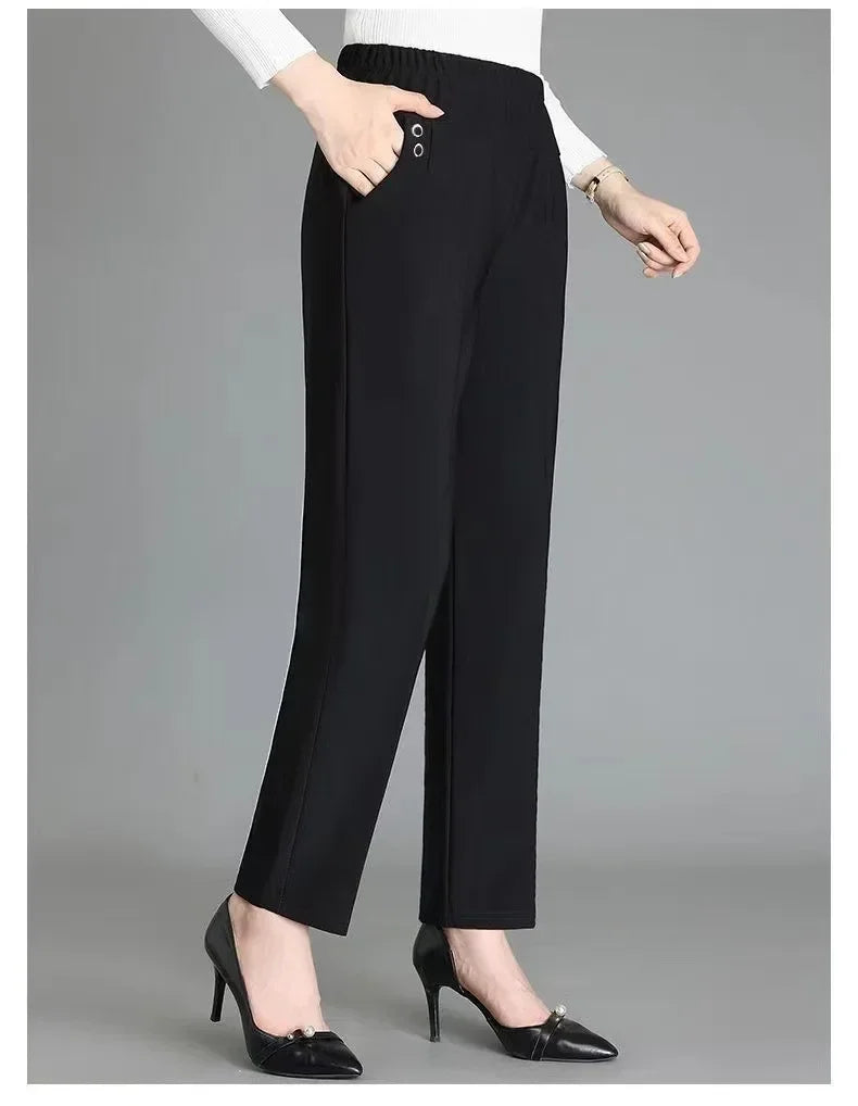 Thickened Fleece-Lined High-Waisted Casual Pants