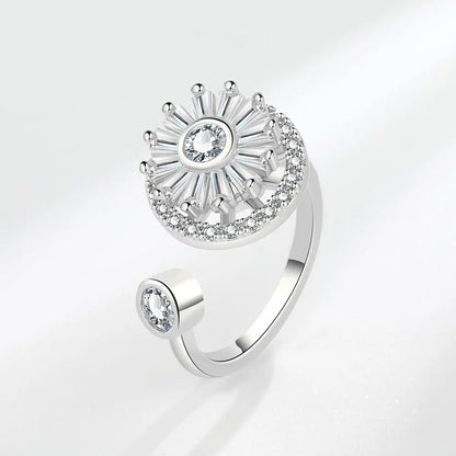 DANA 925 Silver Sunflower Diamond Zircon Ring