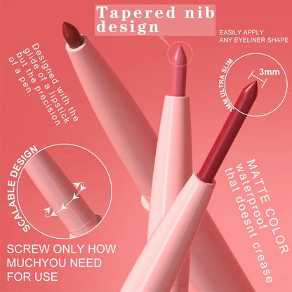 Matte Lip liner Pen 12Color Waterproof Fine Lipstick Slim Lip Outline Contour Makeup