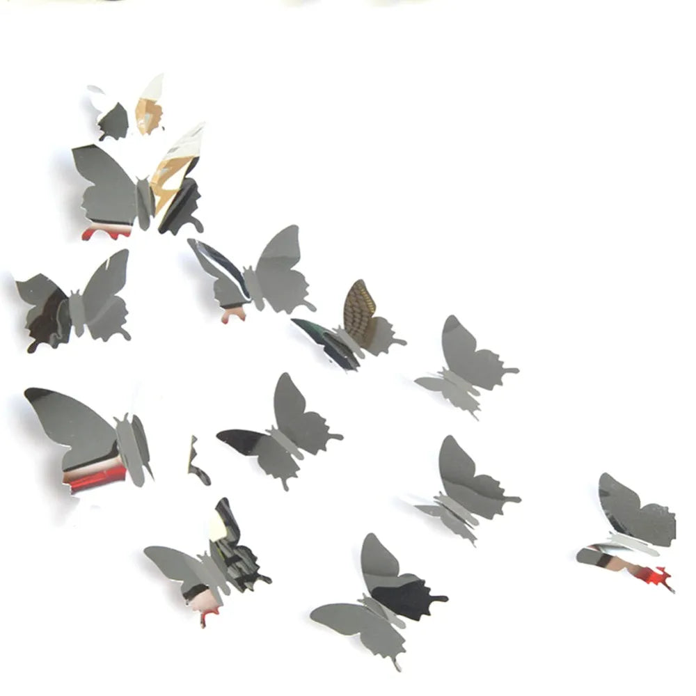 12pcs 3D Butterfly Mirror Wall Crystal Sticker