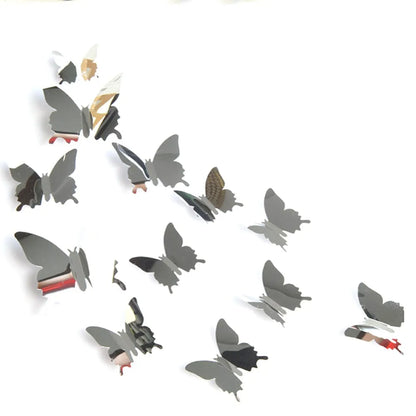 12pcs 3D Butterfly Mirror Wall Crystal Sticker