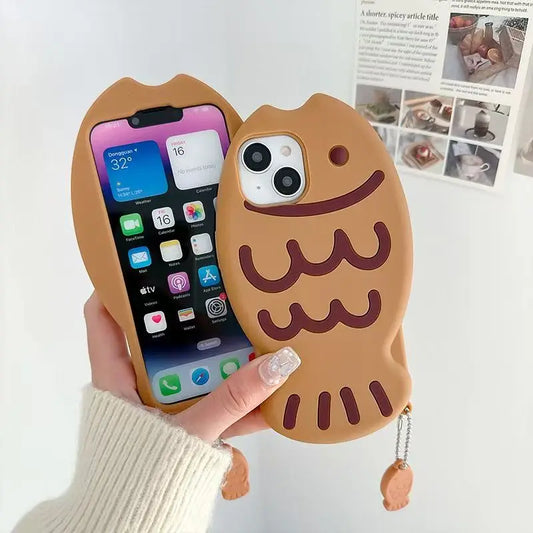 Fish Shape 3D Silicone Phone Case iPhone Pro Max With Pendant