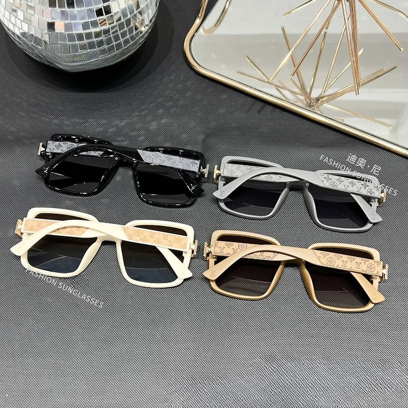 Polarized Square Vintage Leather Sunglasses