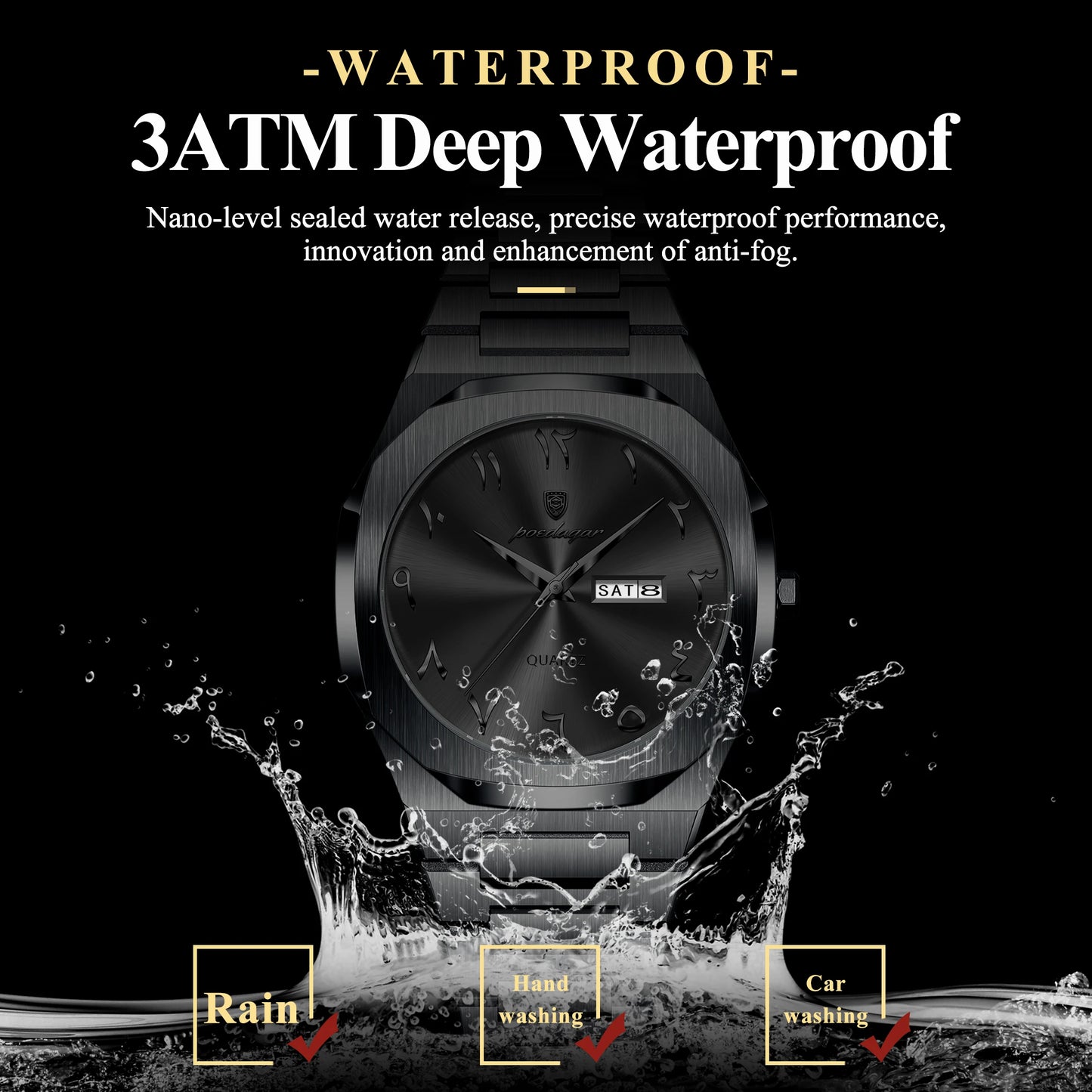 Elegant Quartz Stainless Steel Luxury Wristwatch