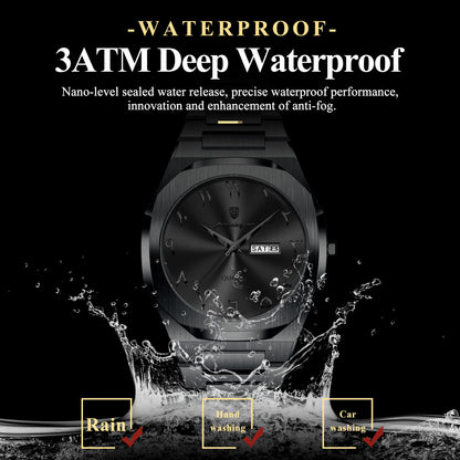 Elegant Quartz Stainless Steel Luxury Wristwatch