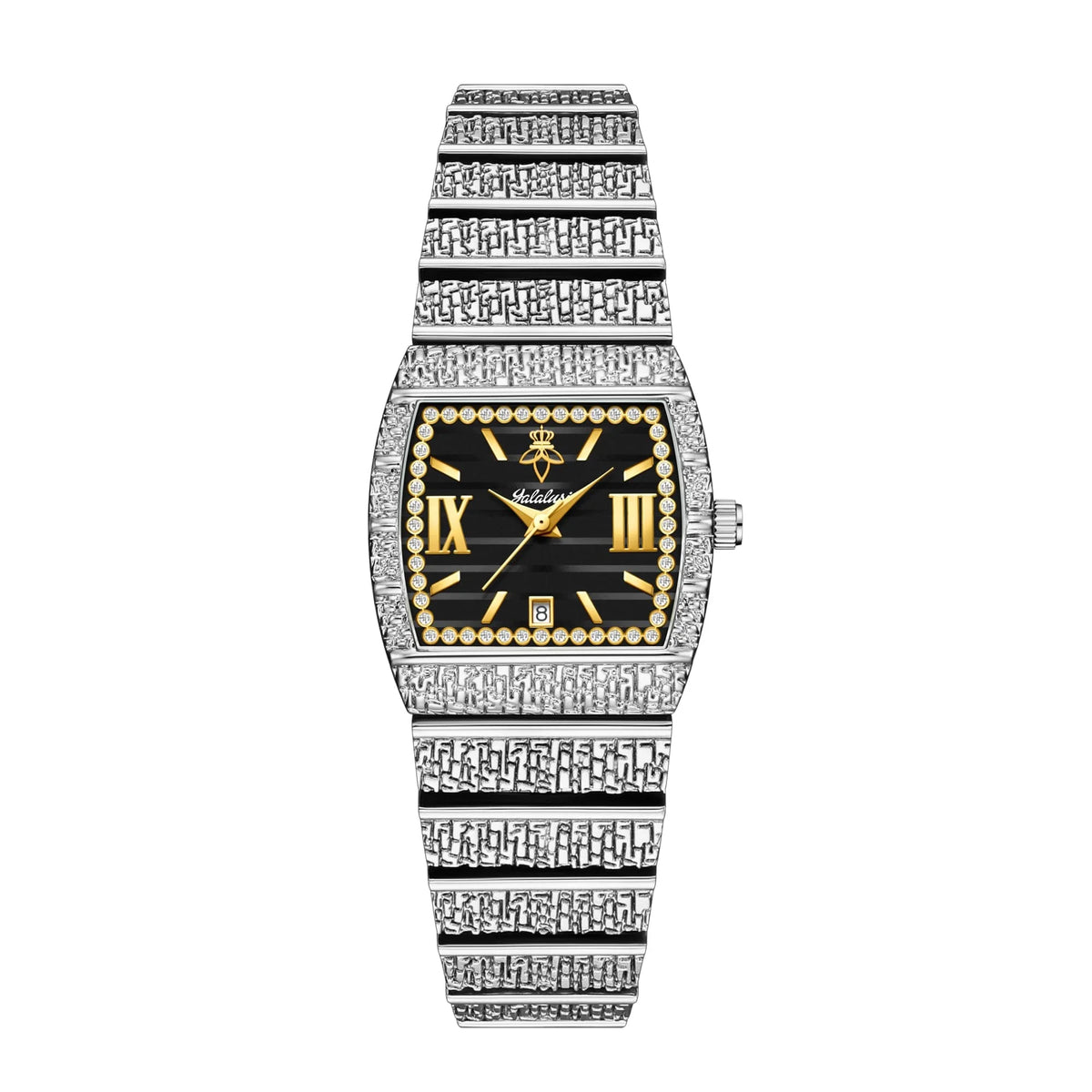 Luxury Small Gold with Diamond-Set Dial Water-Resistant Quartz Timepiece Watch