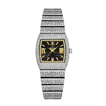 Luxury Small Gold with Diamond-Set Dial Water-Resistant Quartz Timepiece Watch