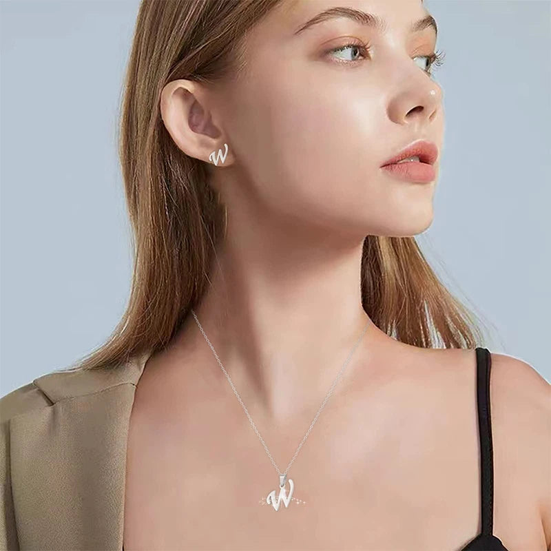Letter Stainless Steel Letter Glossy Choker Necklaces