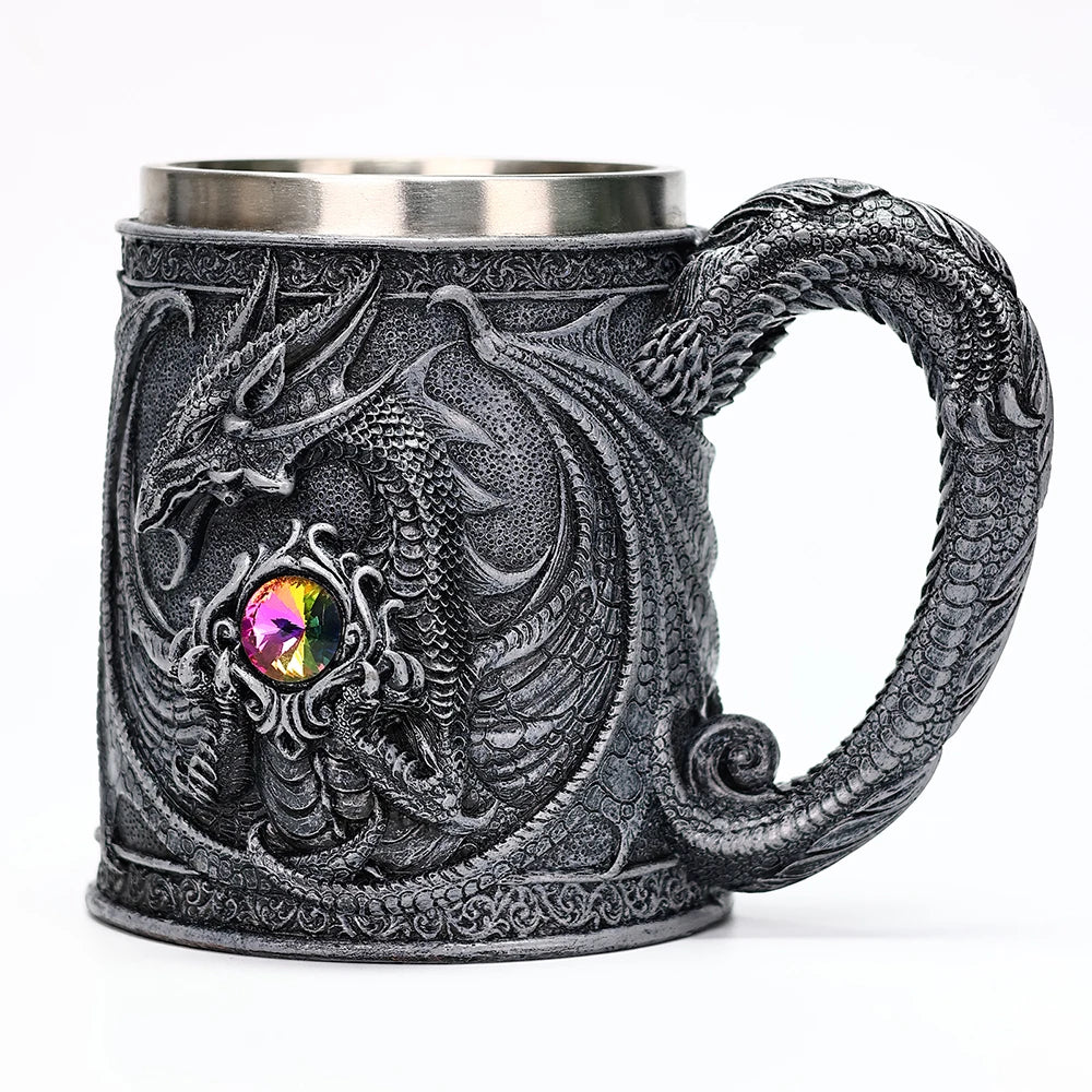 Viking Stainless Steel Nordic Barrel Dragon Boat Beer Mug