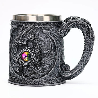 Viking Stainless Steel Nordic Barrel Dragon Boat Beer Mug