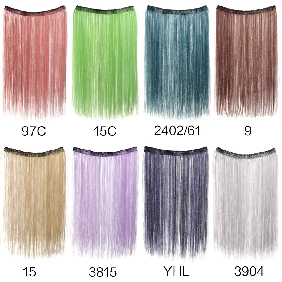 20 Inch Long Synthetic Straight Clip-In Hair Extensions