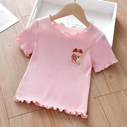 Girls Short Sleeve T-Shirt Ice Silk Toddler