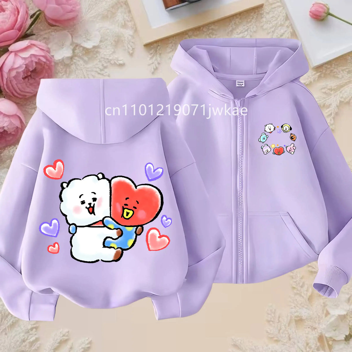Tee Cute BT21 Mang Inspired Zipper Hoodie 3-12 Year Hoody Coat