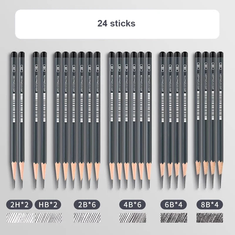 2H HB B 2B 3B 4B 5B 6B 7B 8B 12B 14B Sketch Drawing Graphite Charcoal Pencils Set