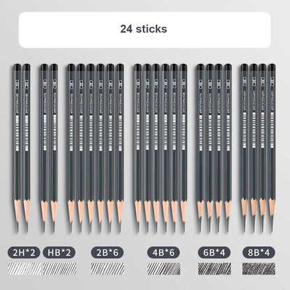 2H HB B 2B 3B 4B 5B 6B 7B 8B 12B 14B Sketch Drawing Graphite Charcoal Pencils Set
