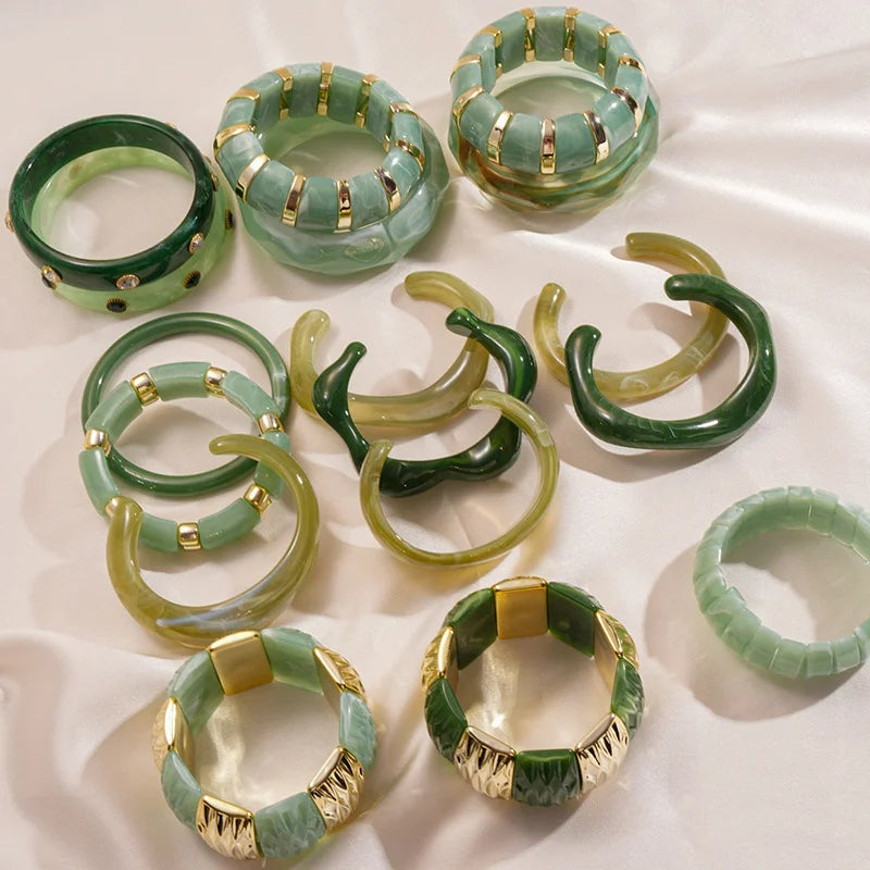 Vintage Acrylic Cuff Irregular Geometric Wide Bangles Bracelets