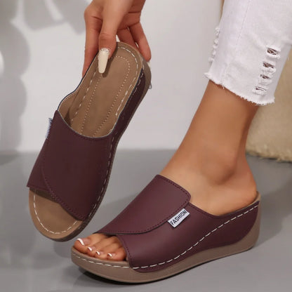 Soft Platform Peep Toe Wedges Flip Flops Slippers