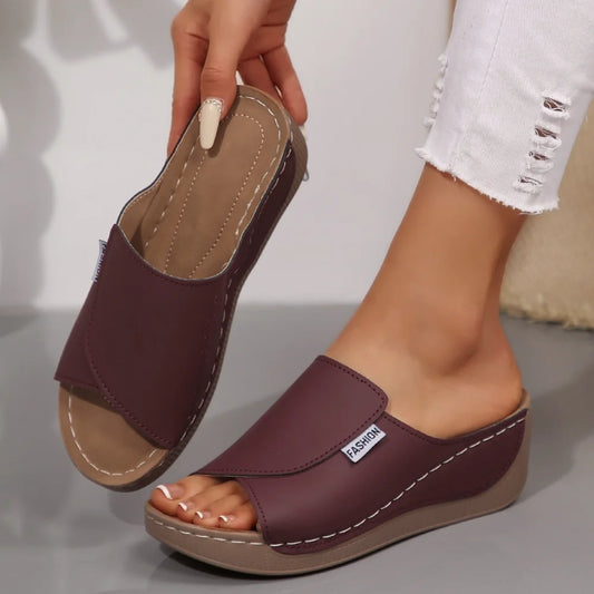 Soft Platform Peep Toe Wedges Flip Flops Slippers