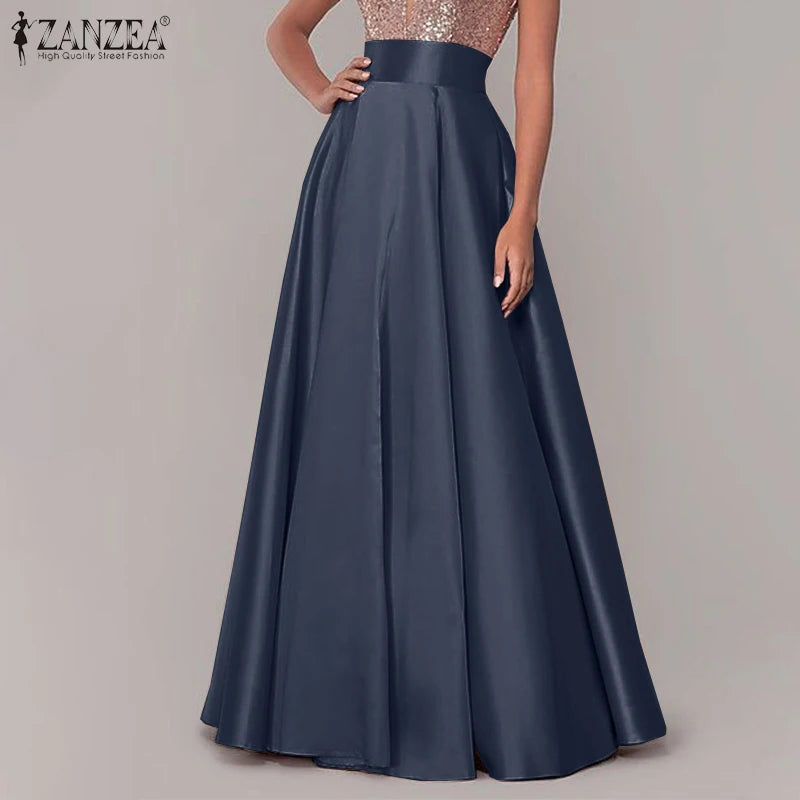 Satin Silk Black Maxi Long Skirts