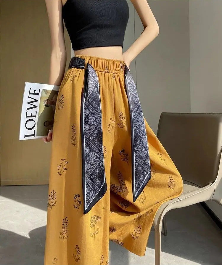 Retro Comfortable Pants Printed Thin Office Pants