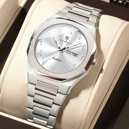Elegant Quartz Stainless Steel Luxury Wristwatch