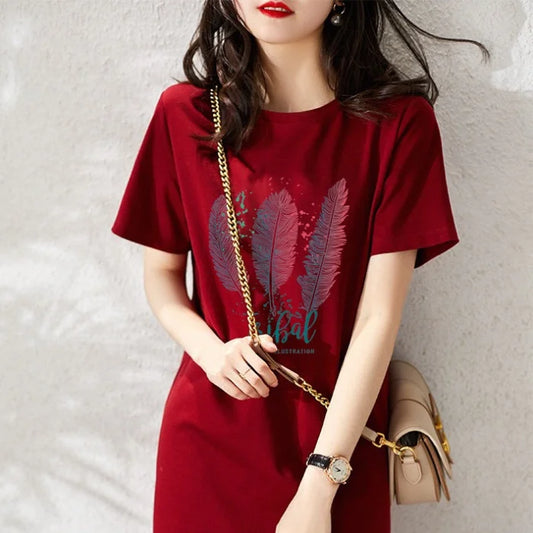 Korean-style Casual Round-neck Dress