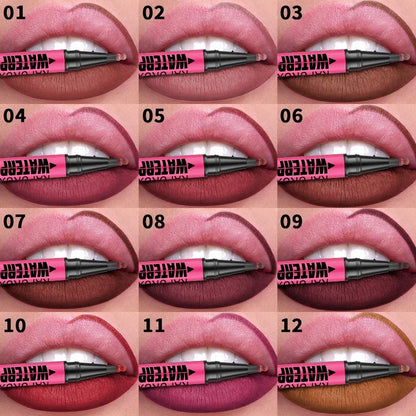 Liquid Matte12-Color Lipliner Pencil Waterproof Lips Contour Makeup