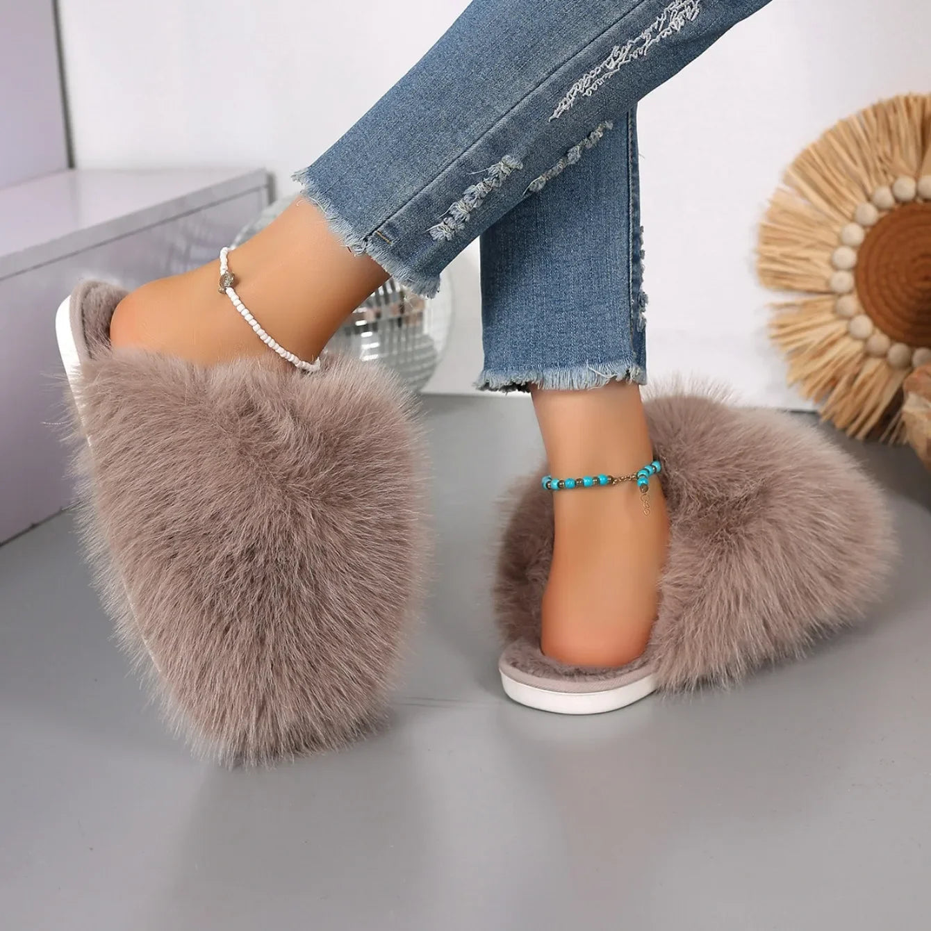 Fur Fluffy Cute Luxury Anti Slip Slippers