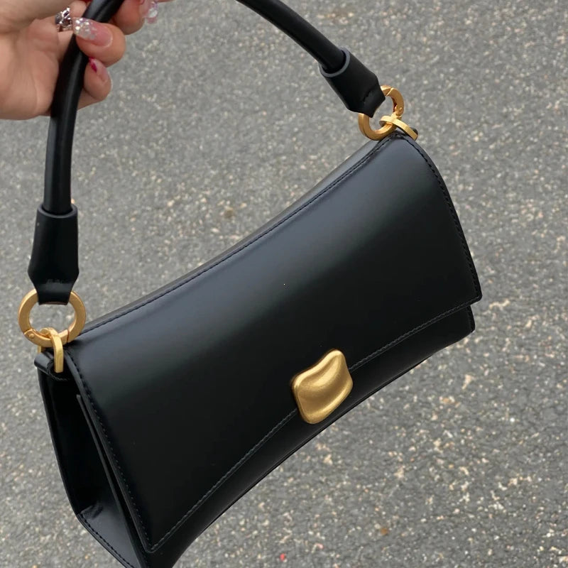 DANA Black Flap Lock PU Leather Bag