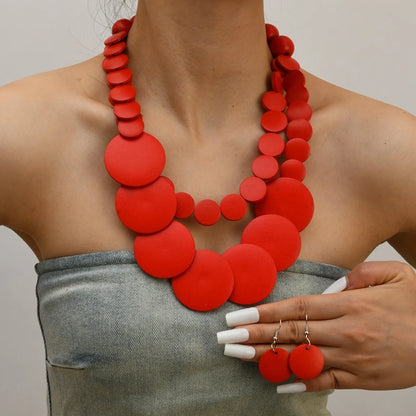 African Bohemian Geometric Wooden Handmade Necklace