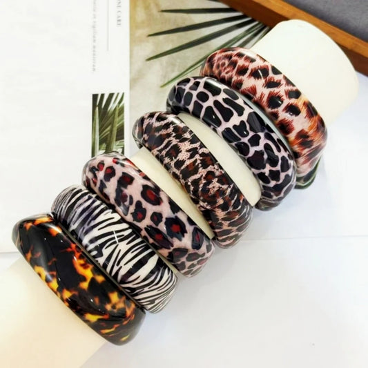 Vintage Exaggerate Leopard Acrylic Bracelets