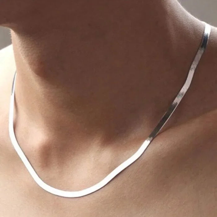 925 Sterling Silver 4MM Blade Chain Necklace Jewelry