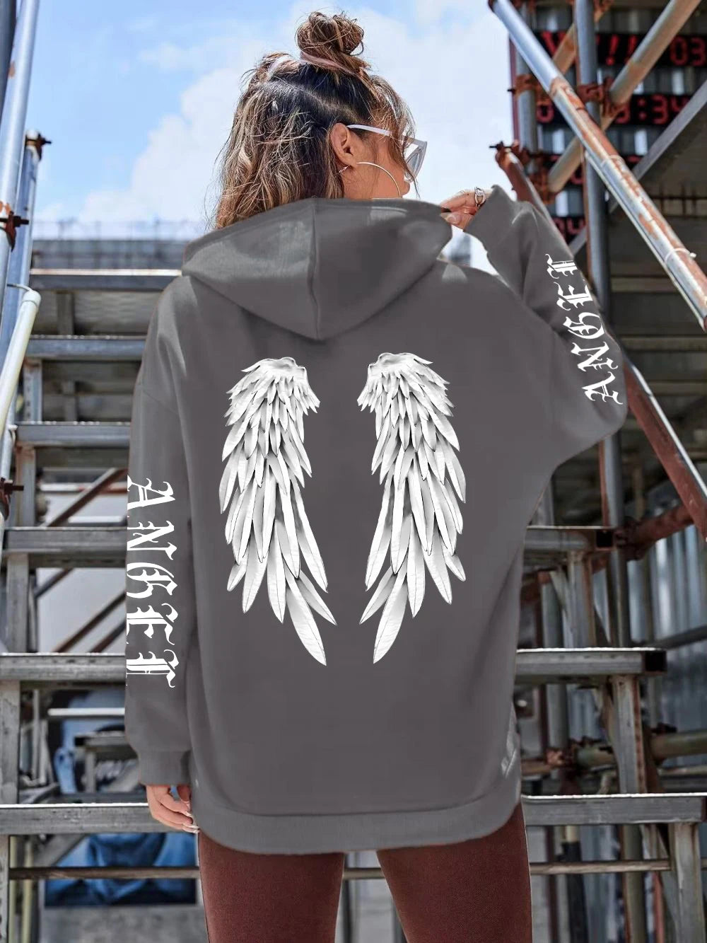 Angel Wings Printed Hoodies Loose Pullover