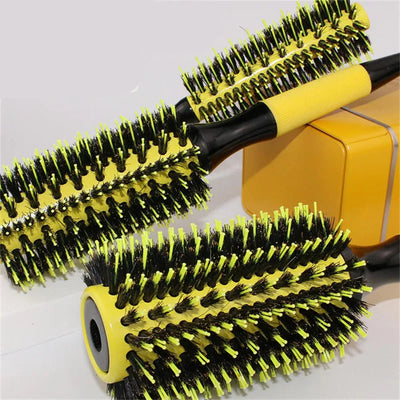1/6pcs Yellow Boar Bristle Hair Comb Professional Round Hair Brush Curling Combs