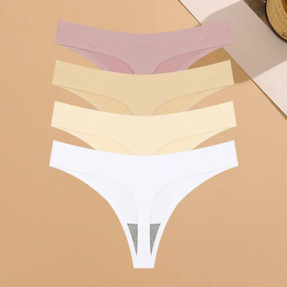 4PCS Ultra-thin Seamless Sexy Ice Silk Lingerie