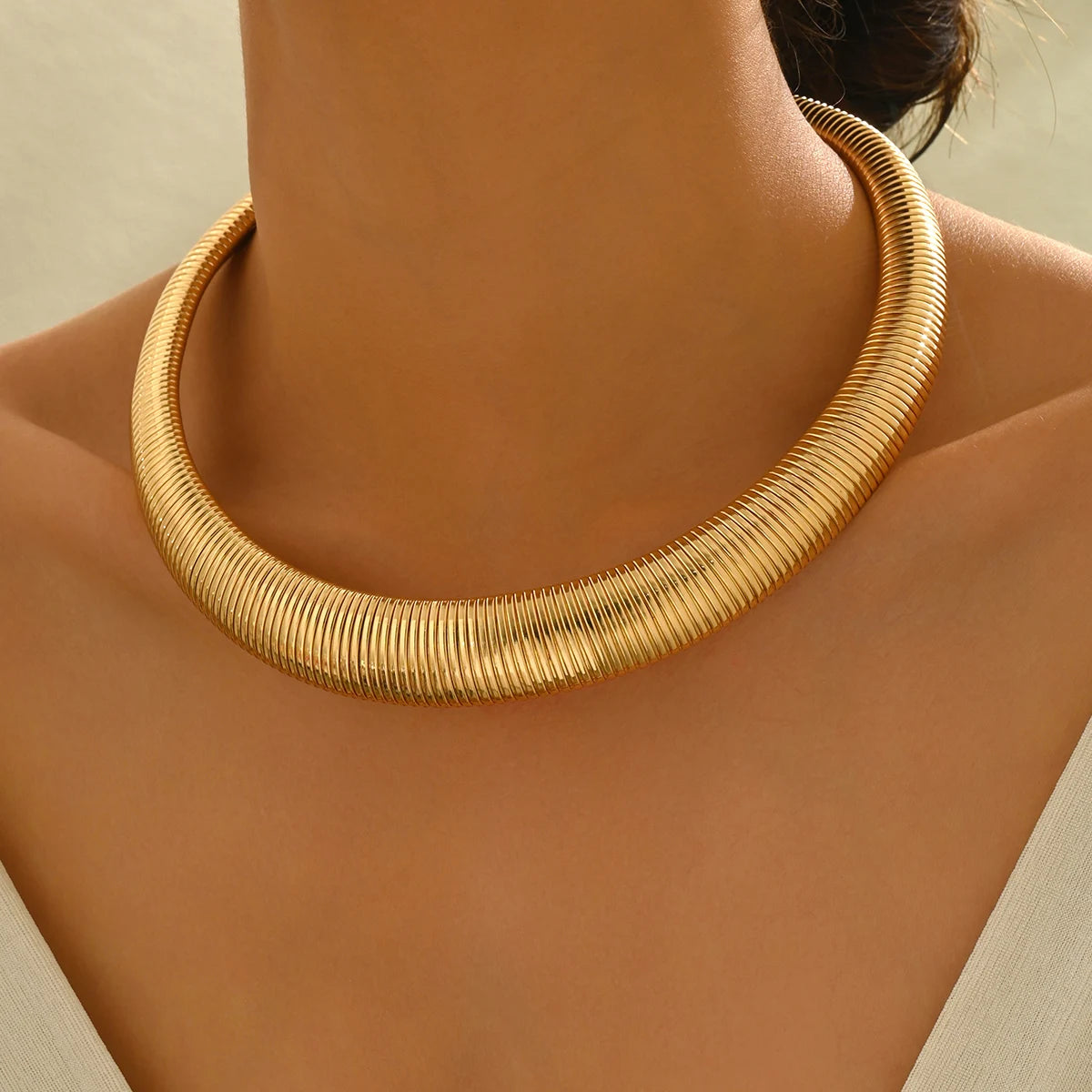 Exaggerated Heavy Metal Chunky Choker Necklace