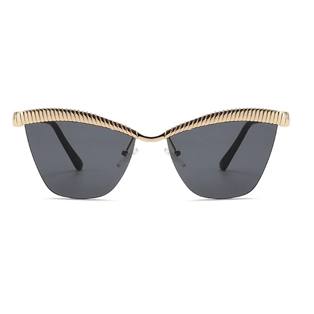 Alloy Eyebrow Half Frame Cat Eye Sunglasses