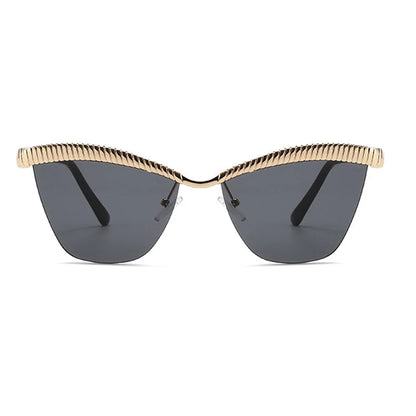 Alloy Eyebrow Half Frame Cat Eye Sunglasses