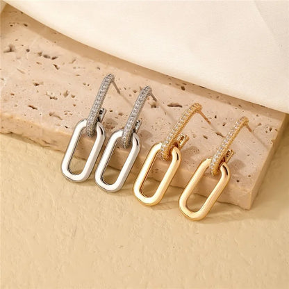 Double Loop Gold Color Geometric Earrings