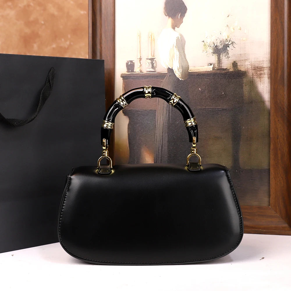 Bamboo Hand-Held Saddle Crossbody Bag