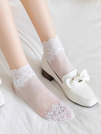 Lolita Invisible Lace High Quality Transparent Stretch Elasticity  Thin Short Socks