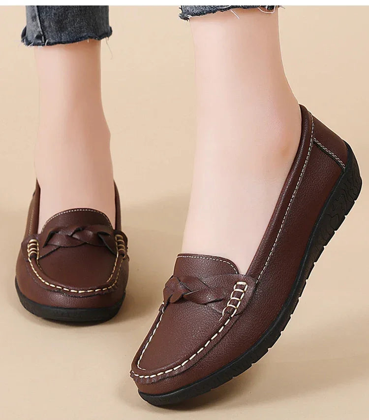 Soft Leather Loafer Flats Slip Shoes