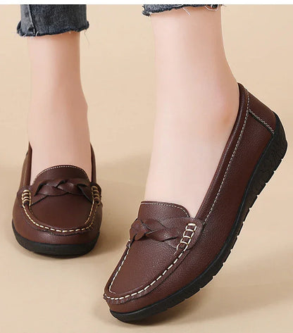 Soft Leather Loafer Flats Slip Shoes