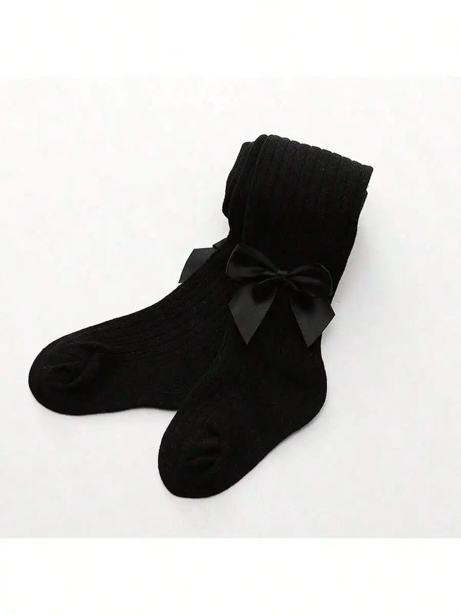 3 pairs autumn and winter cute bow tie baby pantyhose