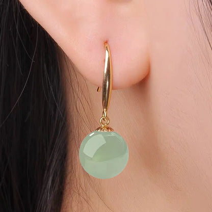 Green Hotan Natural Stone 18k Gold 925 Silver Stud Earring
