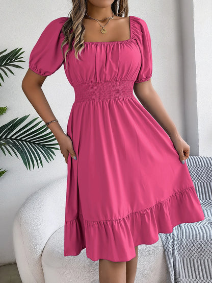 Puff Sleeve Square Neck Dress