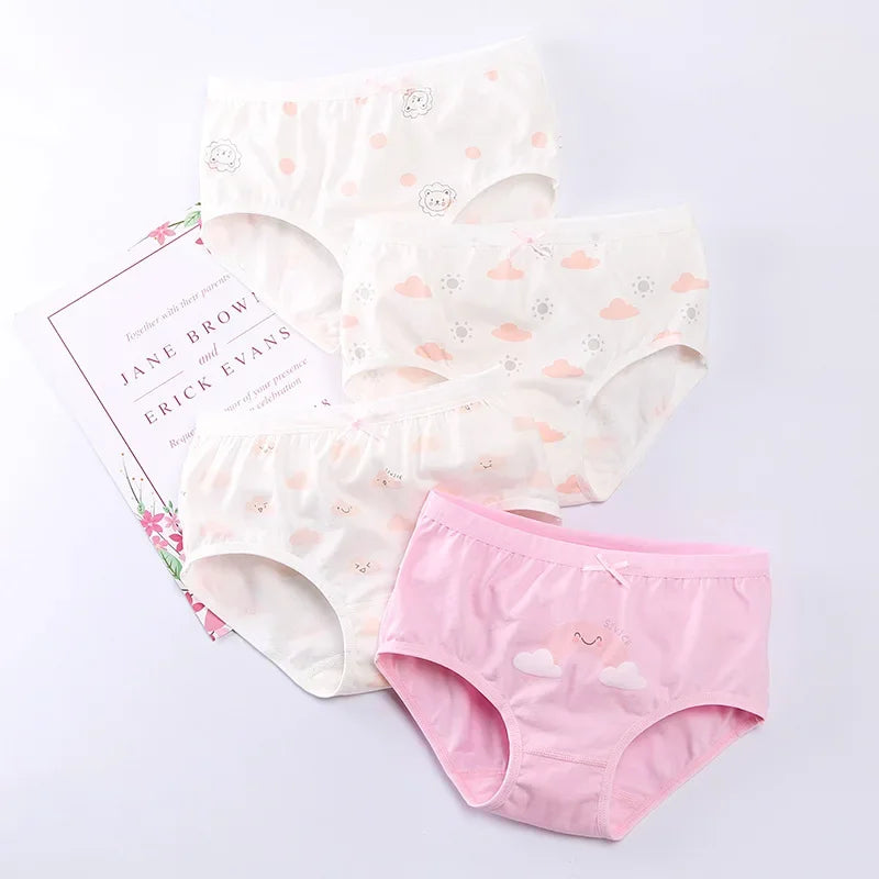 4 Pcs/Lot Girls Underwear Soft Cotton Panties Triangle Shorts