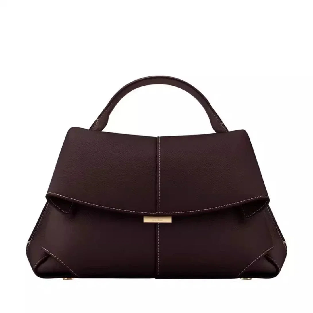 Leather pleated handbag