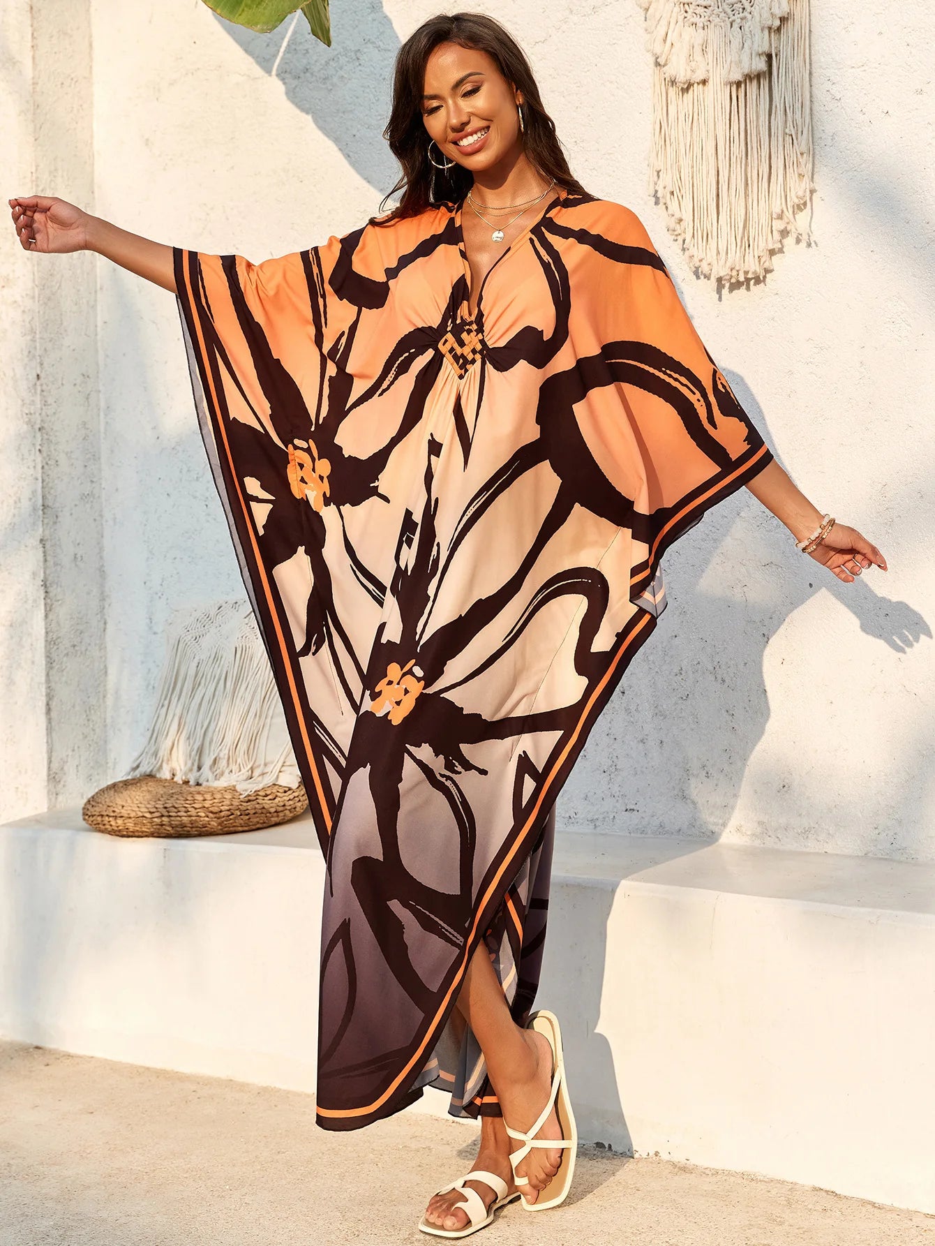 Stylish Caftans Plus Size Beach Cover Up Swimsuit Dresses